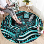 Brisbane Heat Cricket Round Carpet Australian Cricket Mascot - Modern Indigenous Style