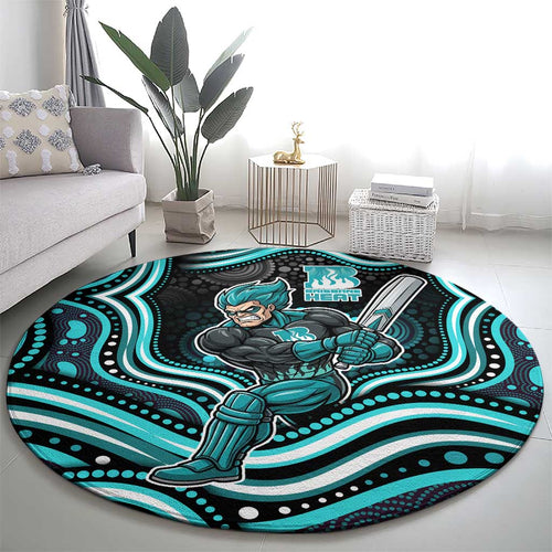 Brisbane Heat Cricket Round Carpet Australian Cricket Mascot - Modern Indigenous Style