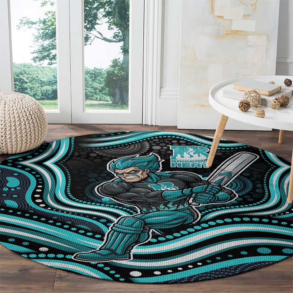 Brisbane Heat Cricket Round Carpet Australian Cricket Mascot - Modern Indigenous Style