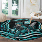 Brisbane Heat Cricket Round Carpet Australian Cricket Mascot - Modern Indigenous Style