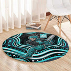 Brisbane Heat Cricket Round Carpet Australian Cricket Mascot - Modern Indigenous Style