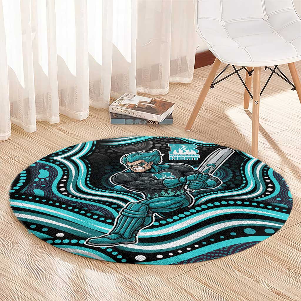 Brisbane Heat Cricket Round Carpet Australian Cricket Mascot - Modern Indigenous Style