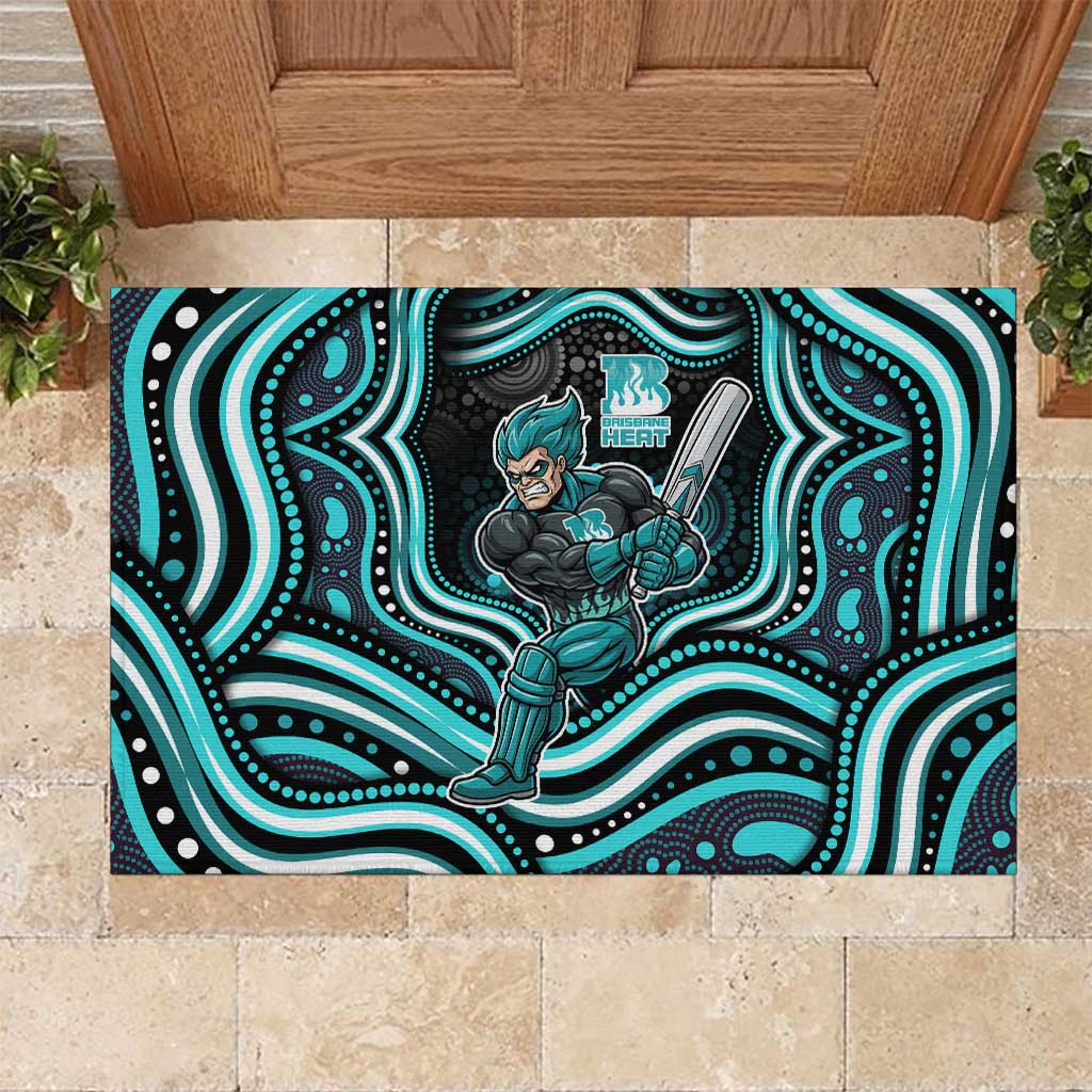 Brisbane Heat Cricket Rubber Doormat Australian Cricket Mascot - Modern Indigenous Style