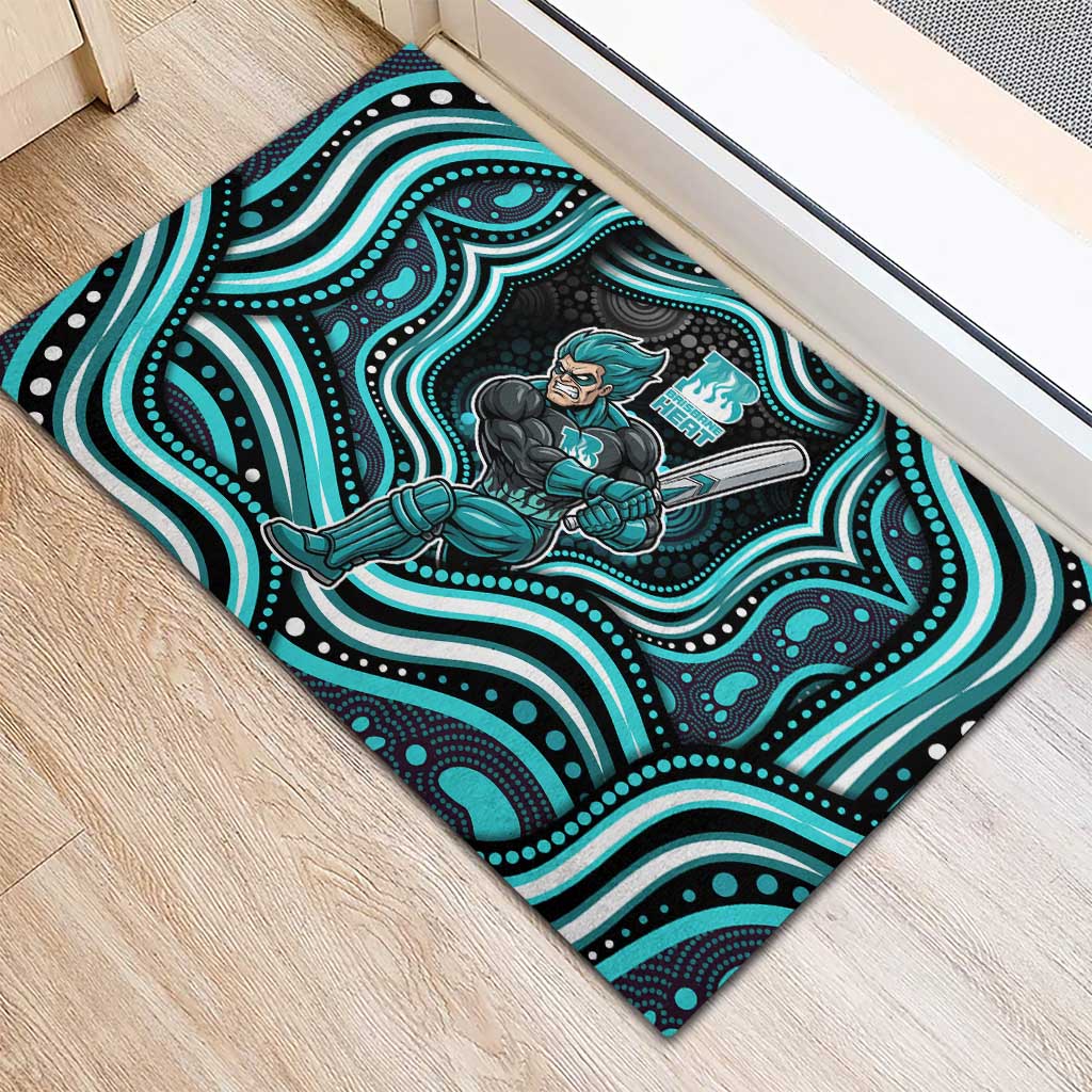 Brisbane Heat Cricket Rubber Doormat Australian Cricket Mascot - Modern Indigenous Style