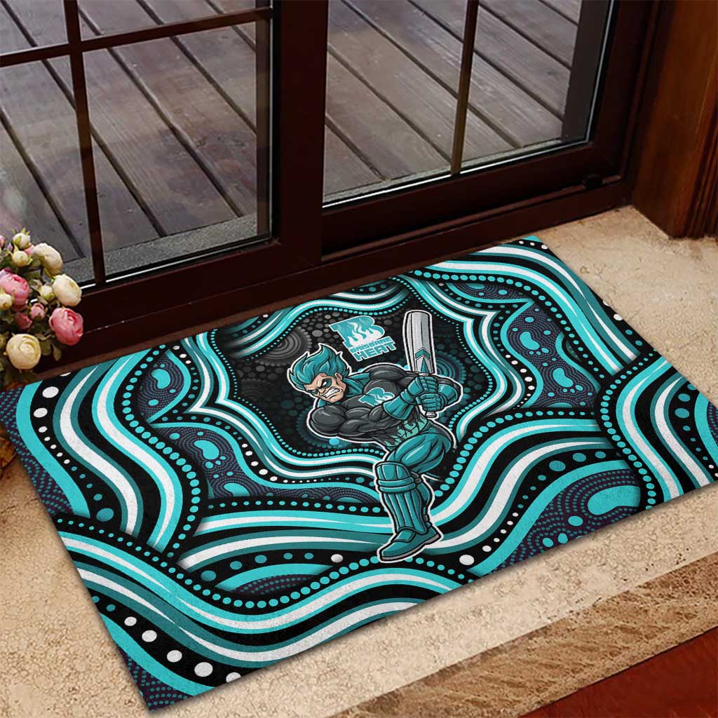 Brisbane Heat Cricket Rubber Doormat Australian Cricket Mascot - Modern Indigenous Style