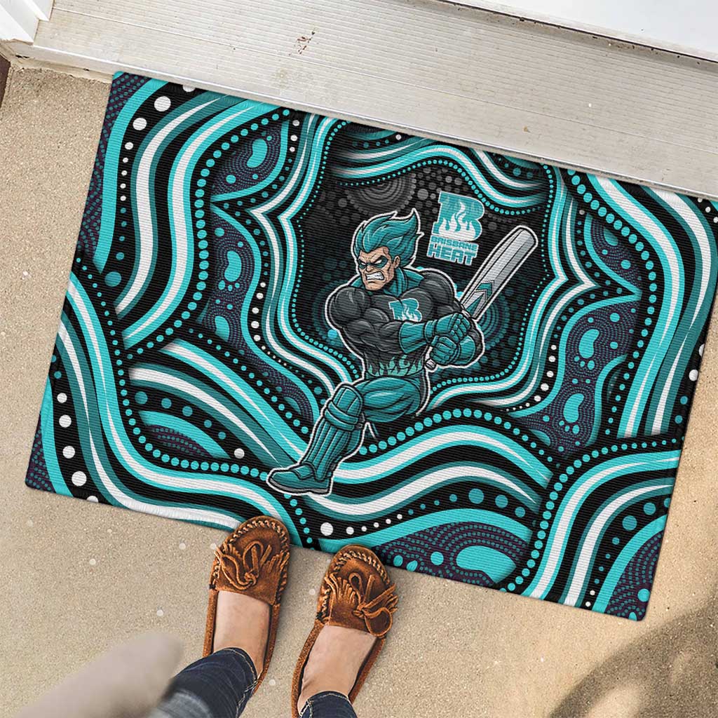 Brisbane Heat Cricket Rubber Doormat Australian Cricket Mascot - Modern Indigenous Style