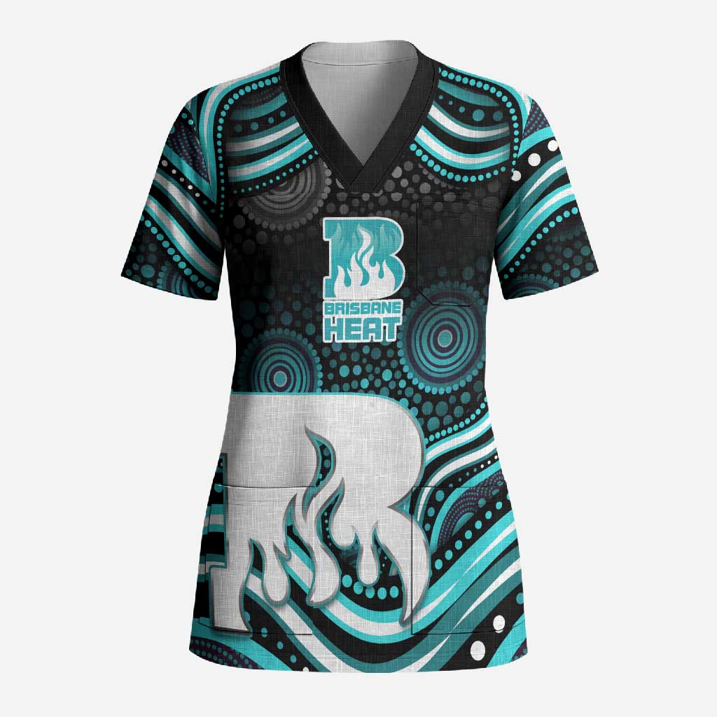 Brisbane Heat Cricket Scrub Top Australian Cricket Mascot - Modern Indigenous Style