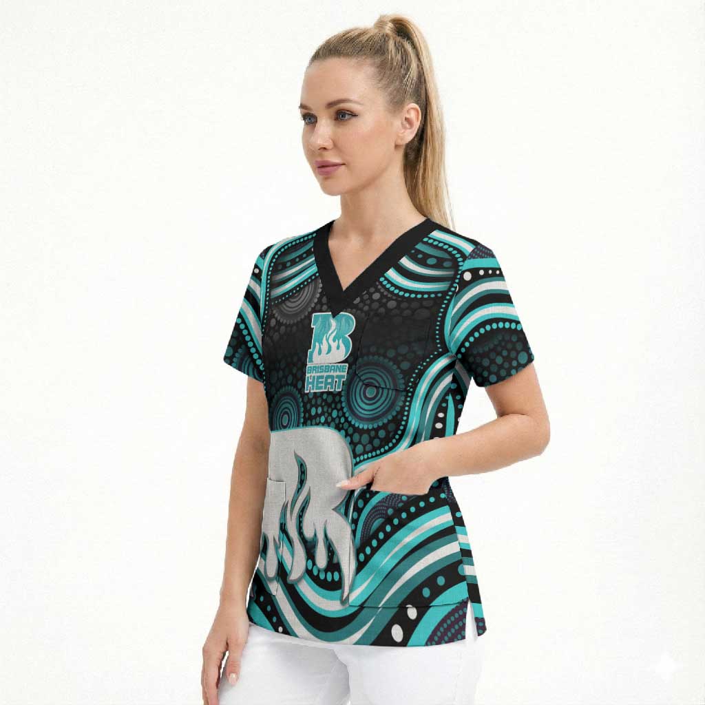 Brisbane Heat Cricket Scrub Top Australian Cricket Mascot - Modern Indigenous Style