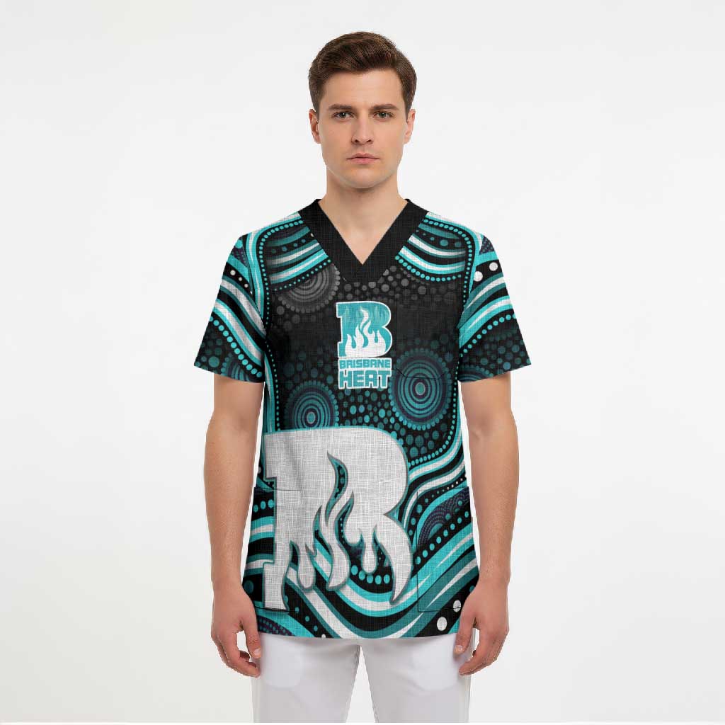 Brisbane Heat Cricket Scrub Top Australian Cricket Mascot - Modern Indigenous Style