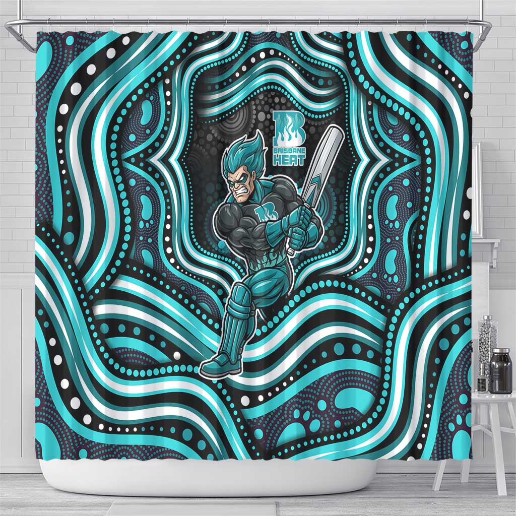 Brisbane Heat Cricket Shower Curtain Australian Cricket Mascot - Modern Indigenous Style