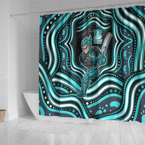 Brisbane Heat Cricket Shower Curtain Australian Cricket Mascot - Modern Indigenous Style