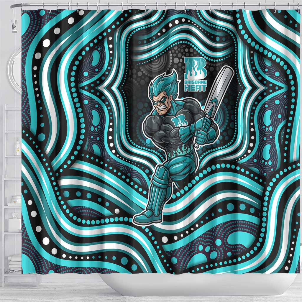 Brisbane Heat Cricket Shower Curtain Australian Cricket Mascot - Modern Indigenous Style