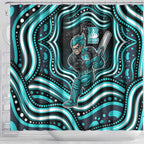 Brisbane Heat Cricket Shower Curtain Australian Cricket Mascot - Modern Indigenous Style