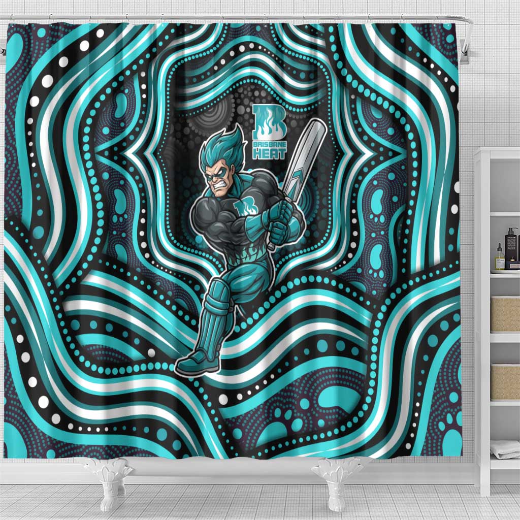 Brisbane Heat Cricket Shower Curtain Australian Cricket Mascot - Modern Indigenous Style