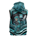 Brisbane Heat Cricket Sleeveless Hoodie Australian Cricket Mascot - Modern Indigenous Style
