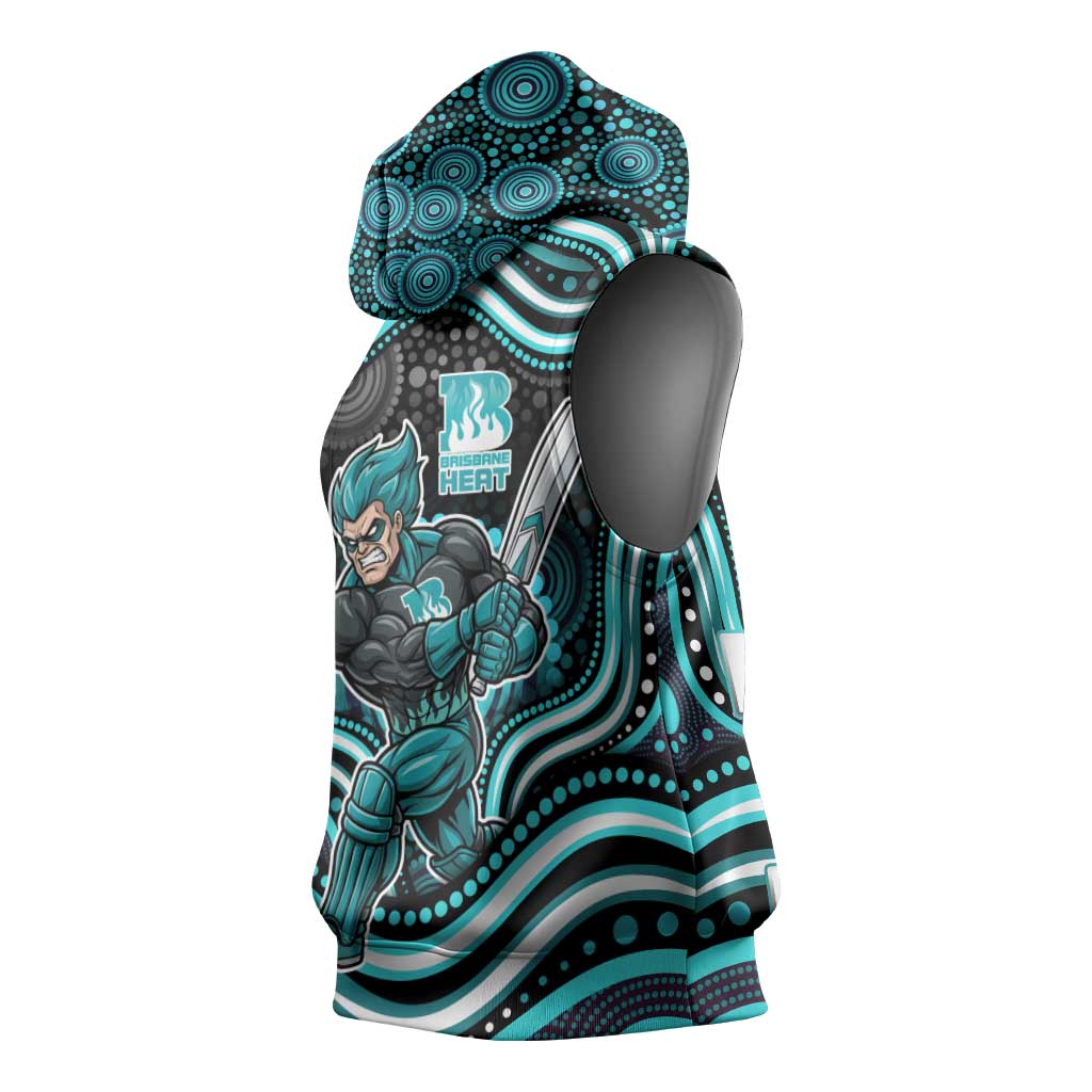 Brisbane Heat Cricket Sleeveless Hoodie Australian Cricket Mascot - Modern Indigenous Style