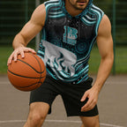 Brisbane Heat Cricket Sleeveless Hoodie Australian Cricket Mascot - Modern Indigenous Style