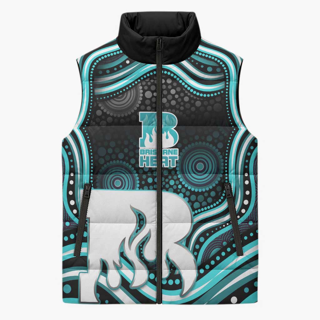 Brisbane Heat Cricket Sleeveless Puffer Jacket Australian Cricket Mascot - Modern Indigenous Style