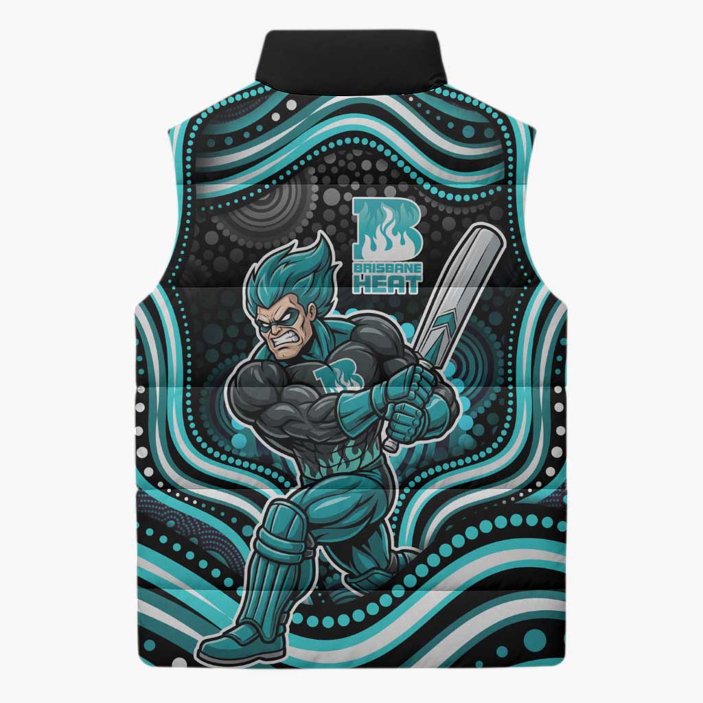 Brisbane Heat Cricket Sleeveless Puffer Jacket Australian Cricket Mascot - Modern Indigenous Style