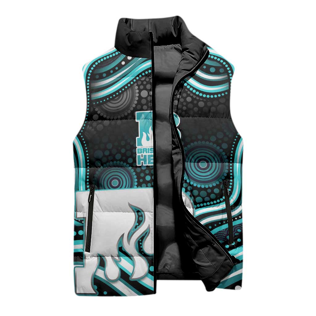 Brisbane Heat Cricket Sleeveless Puffer Jacket Australian Cricket Mascot - Modern Indigenous Style