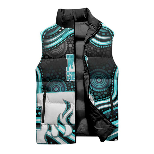 Brisbane Heat Cricket Sleeveless Puffer Jacket Australian Cricket Mascot - Modern Indigenous Style