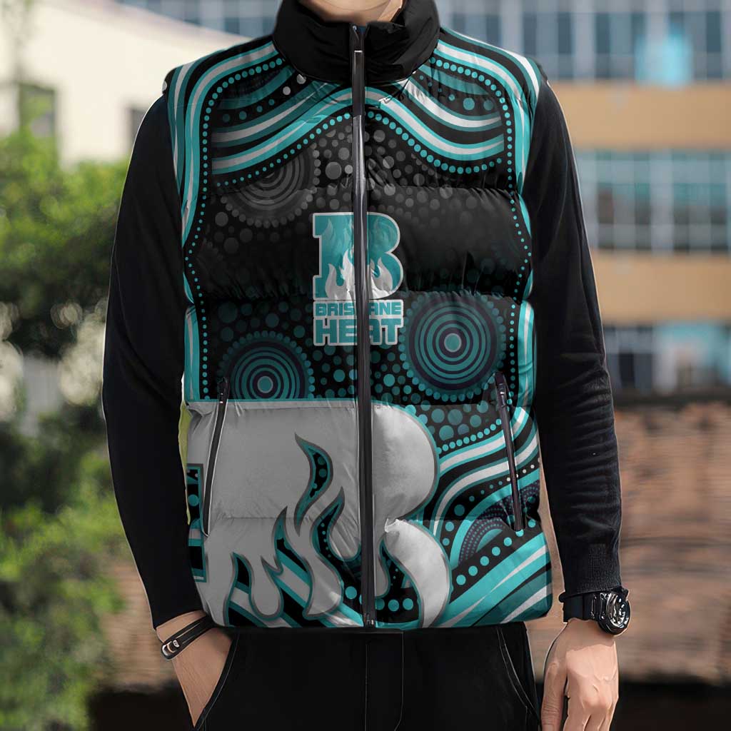 Brisbane Heat Cricket Sleeveless Puffer Jacket Australian Cricket Mascot - Modern Indigenous Style
