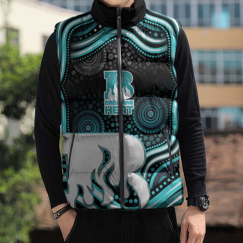 Brisbane Heat Cricket Sleeveless Puffer Jacket Australian Cricket Mascot - Modern Indigenous Style