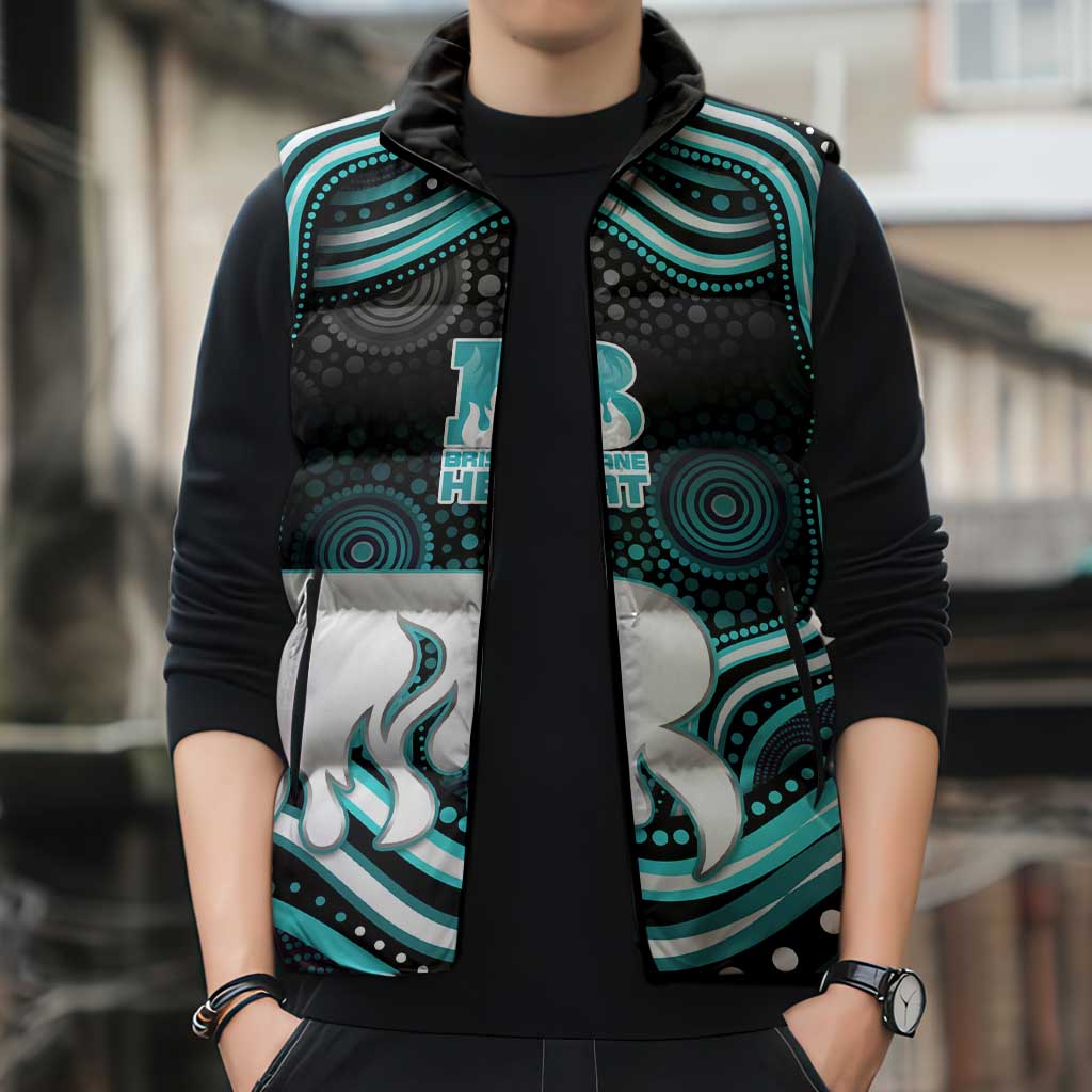 Brisbane Heat Cricket Sleeveless Puffer Jacket Australian Cricket Mascot - Modern Indigenous Style