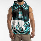 Brisbane Heat Cricket Sleeveless Zip Hoodie Australian Cricket Mascot - Modern Indigenous Style