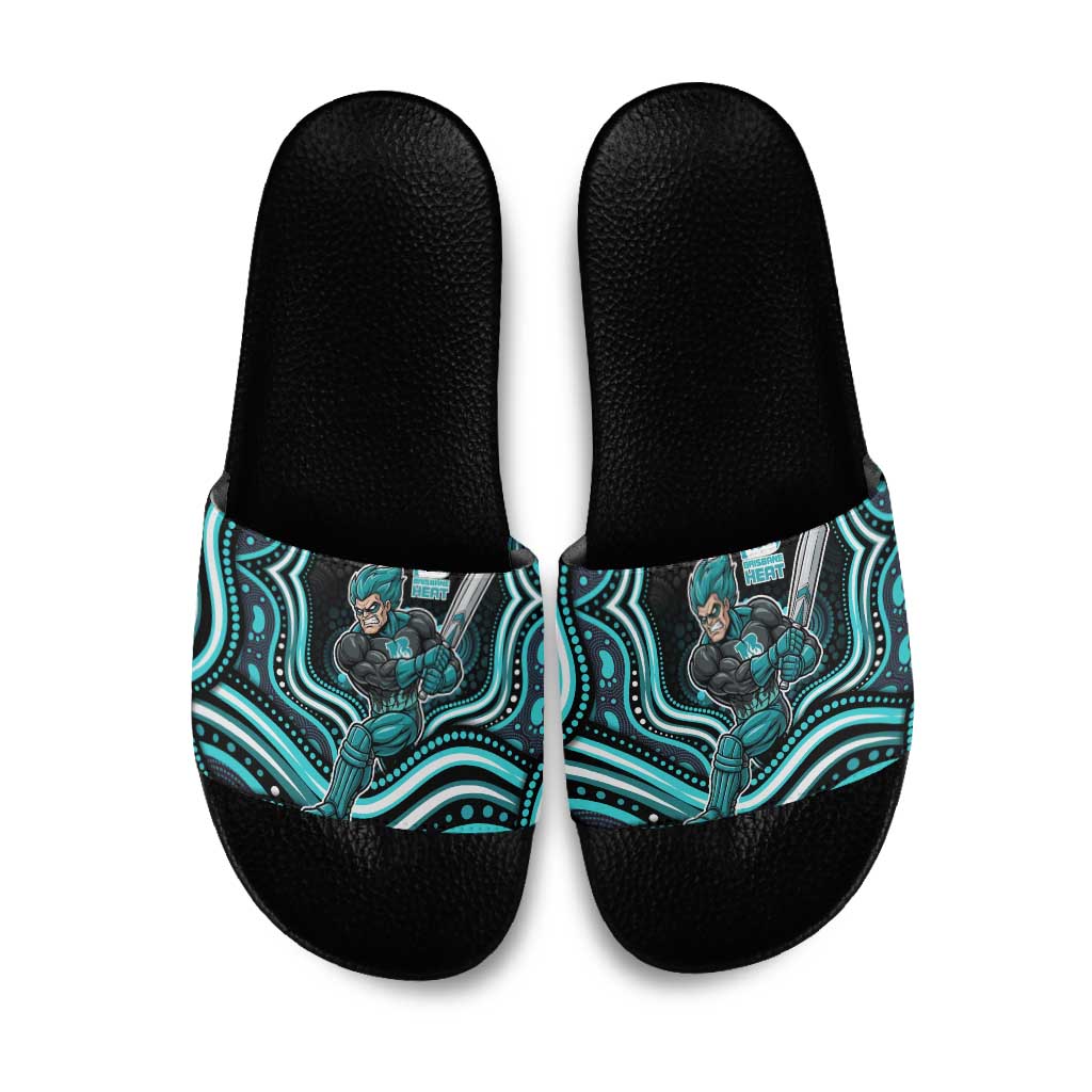 Brisbane Heat Cricket Slide Sandals Australian Cricket Mascot - Modern Indigenous Style