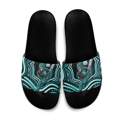 Brisbane Heat Cricket Slide Sandals Australian Cricket Mascot - Modern Indigenous Style