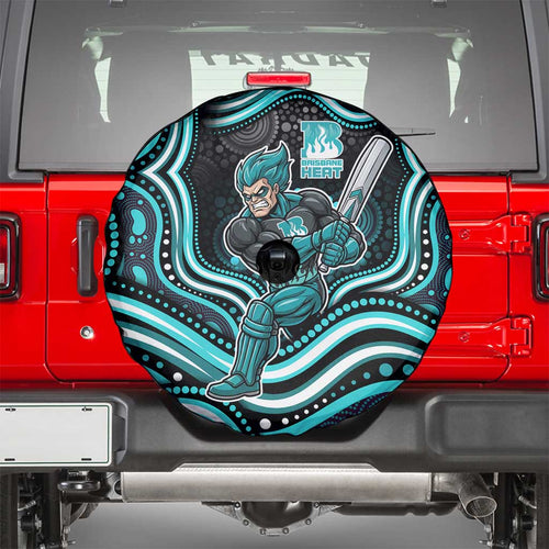 Brisbane Heat Cricket Spare Tire Cover Australian Cricket Mascot - Modern Indigenous Style