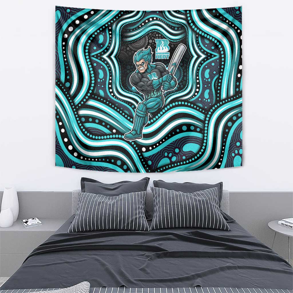 Brisbane Heat Cricket Tapestry Australian Cricket Mascot - Modern Indigenous Style
