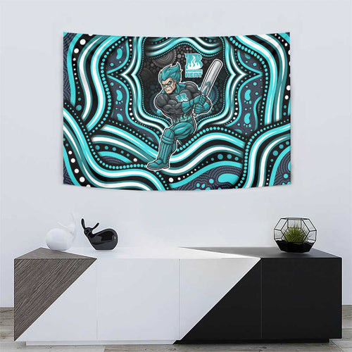 Brisbane Heat Cricket Tapestry Australian Cricket Mascot - Modern Indigenous Style