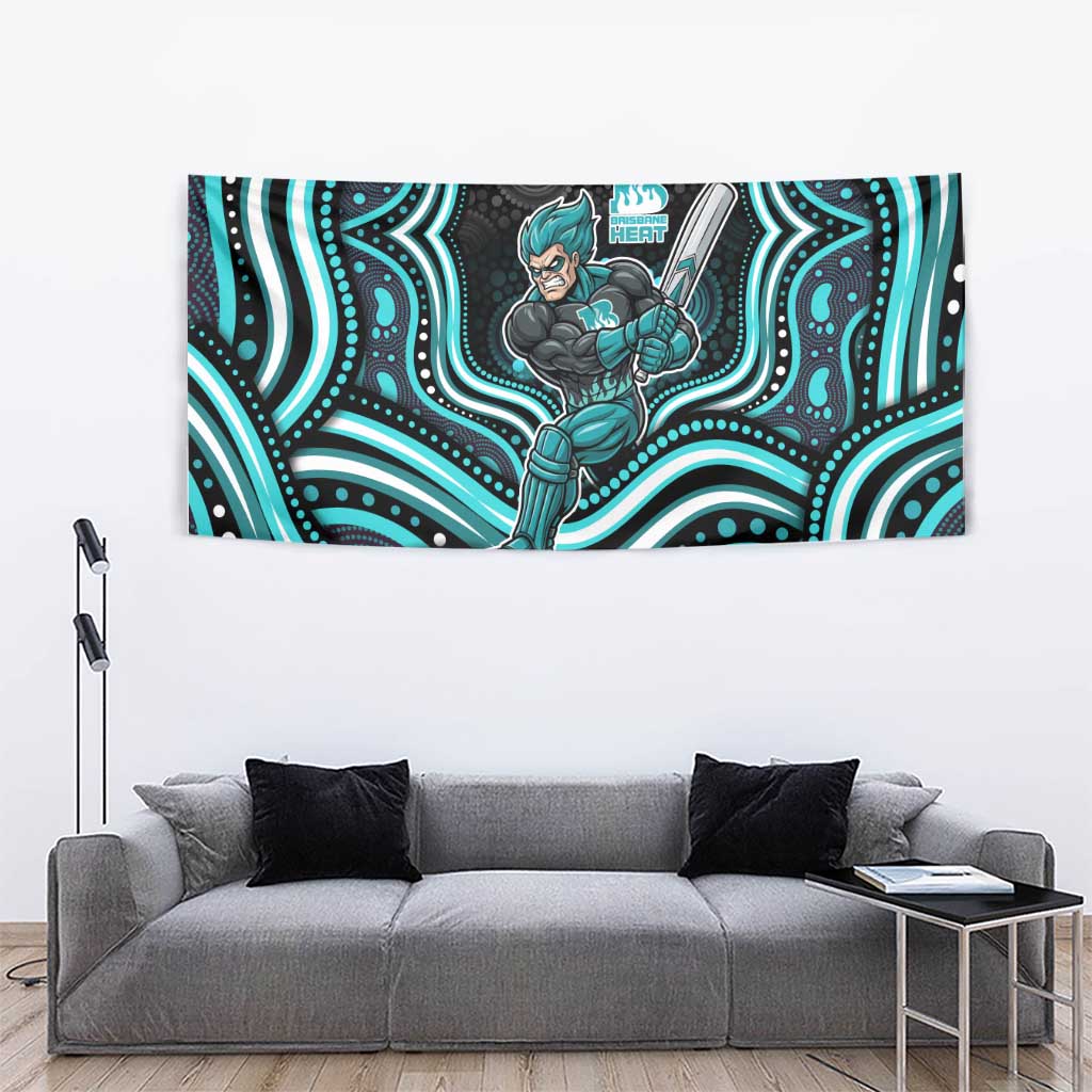 Brisbane Heat Cricket Tapestry Australian Cricket Mascot - Modern Indigenous Style