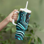 Brisbane Heat Cricket Tumbler With Handle Australian Cricket Mascot - Modern Indigenous Style