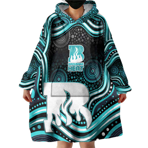 Brisbane Heat Cricket Wearable Blanket Hoodie Australian Cricket Mascot - Modern Indigenous Style