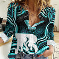 Brisbane Heat Cricket Women Casual Shirt Australian Cricket Mascot - Modern Indigenous Style