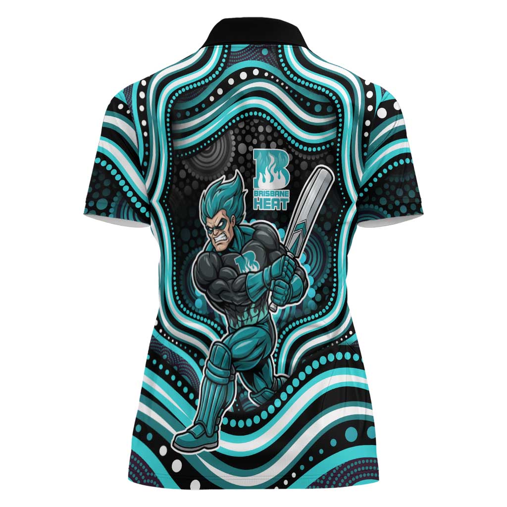 Brisbane Heat Cricket Women Polo Shirt Australian Cricket Mascot - Modern Indigenous Style