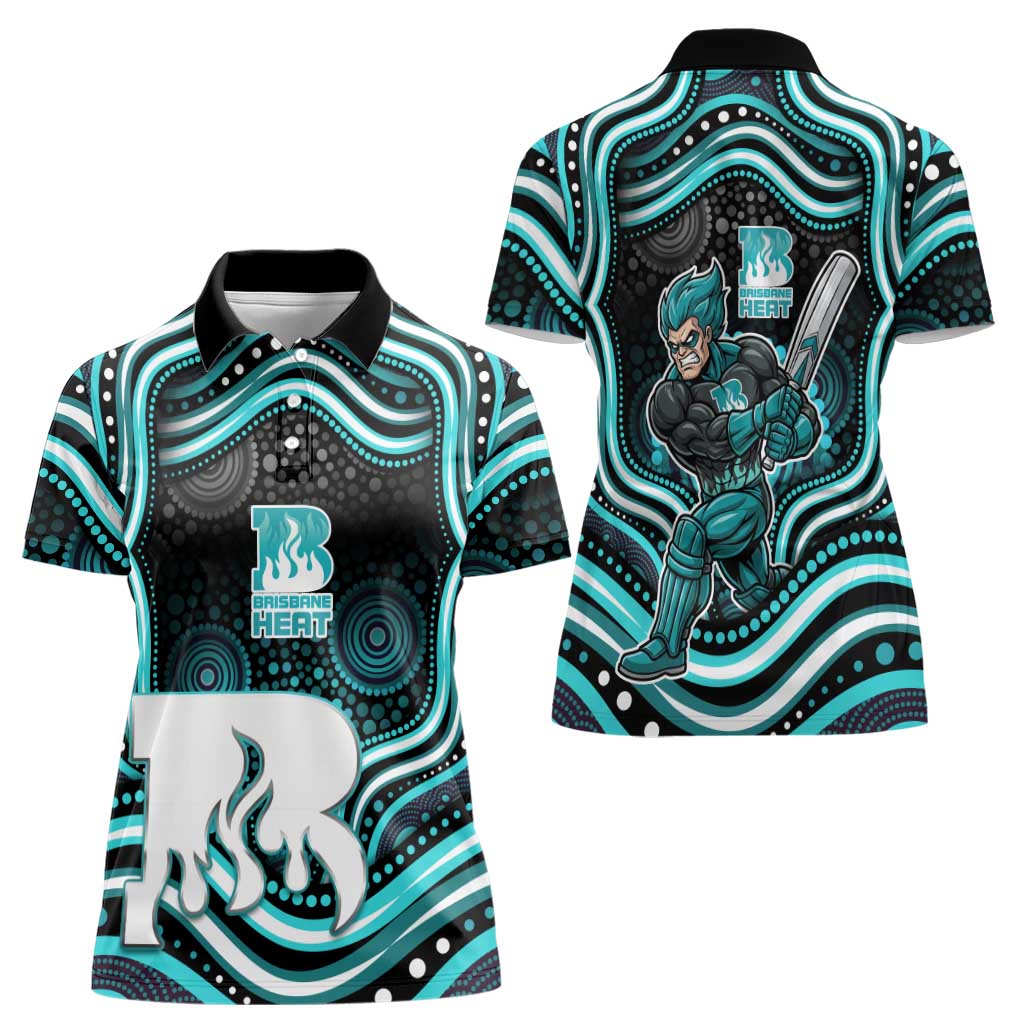 Brisbane Heat Cricket Women Polo Shirt Australian Cricket Mascot - Modern Indigenous Style