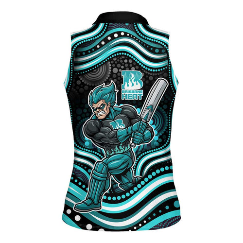 Brisbane Heat Cricket Women Sleeveless Polo Shirt Australian Cricket Mascot - Modern Indigenous Style
