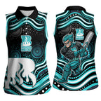 Brisbane Heat Cricket Women Sleeveless Polo Shirt Australian Cricket Mascot - Modern Indigenous Style