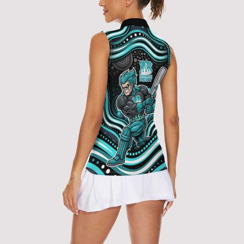 Brisbane Heat Cricket Women Sleeveless Polo Shirt Australian Cricket Mascot - Modern Indigenous Style