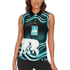 Brisbane Heat Cricket Women Sleeveless Polo Shirt Australian Cricket Mascot - Modern Indigenous Style