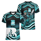 Brisbane Heat Cricket Women V-Neck T-Shirt Australian Cricket Mascot - Modern Indigenous Style