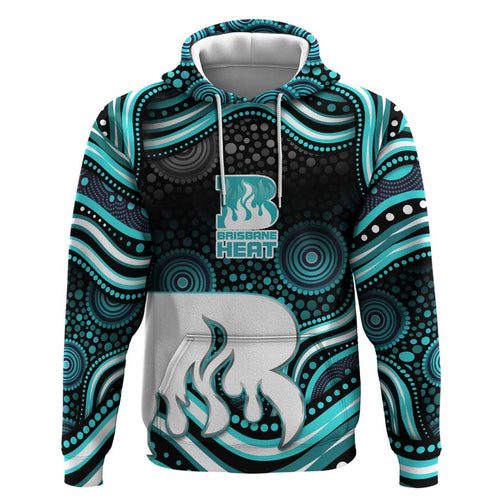 Brisbane Heat Cricket Zip Hoodie Australian Cricket Mascot - Modern Indigenous Style