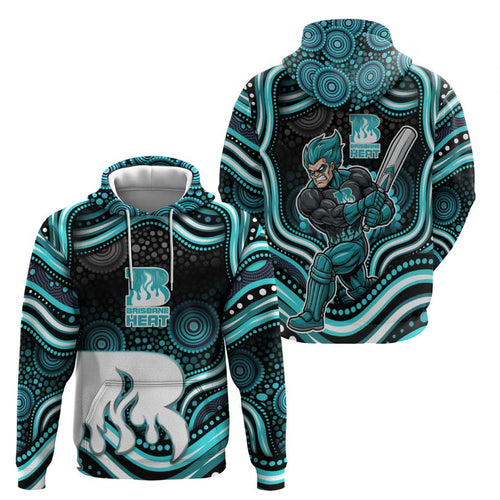 Brisbane Heat Cricket Zip Hoodie Australian Cricket Mascot - Modern Indigenous Style