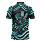 Brisbane Heat Cricket Zipper Polo Shirt Australian Cricket Mascot - Modern Indigenous Style