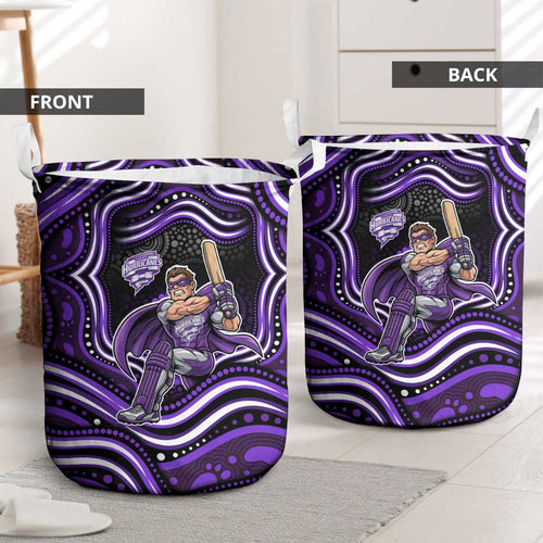 Hobart Hurricanes Cricket Laundry Basket Australian Cricket Mascot - Modern Indigenous Style