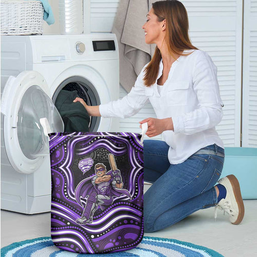 Hobart Hurricanes Cricket Laundry Basket Australian Cricket Mascot - Modern Indigenous Style